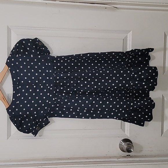 GAP KIDS DRESS WITH  SLEEVE  BLUE AND WHITE  DOTS  MEDIUM - Picture 4 of 8